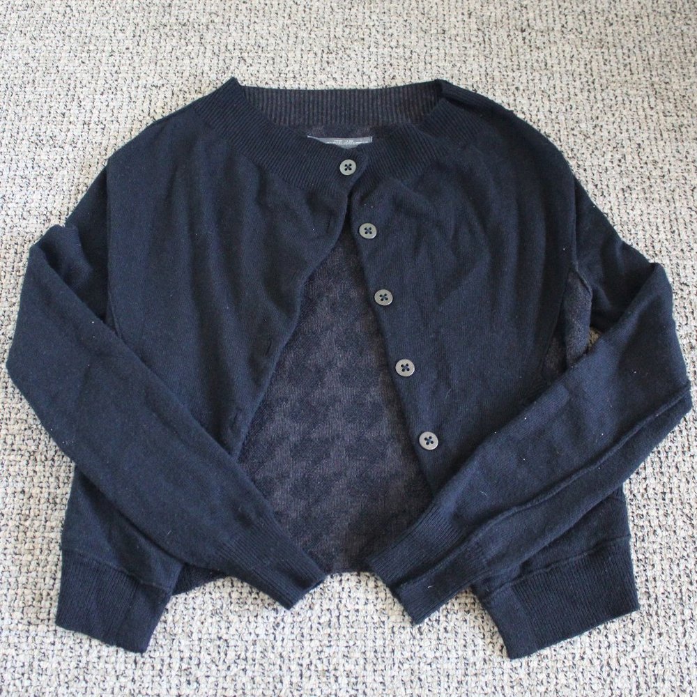AllSaints Black Argyle Knit Cardigan 100% Merino